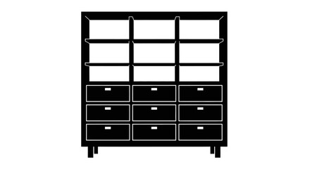 Black bookcase with shelves and drawers a simple storage solution