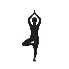 Fototapeta premium Black silhouette of a woman's body in a yoga pose, a vector illustration of a fitness dancer's figure