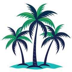 Tropical palm tree pattern with sunset colors and beach background