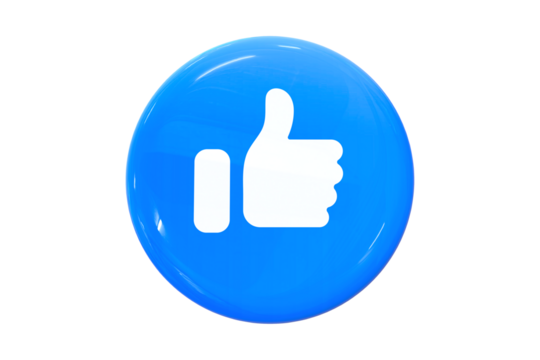 Blue Like Icon on a White Background Symbolizing Approval and Agreement