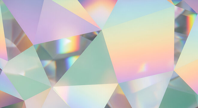 Abstract crystal facets with iridescent light refractions pattern - Powered by Adobe
