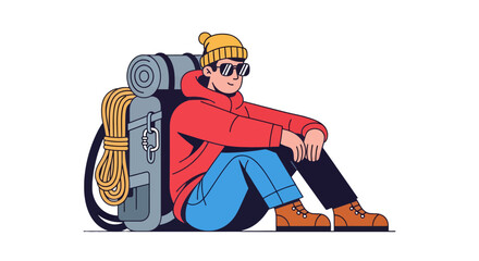 Adventurous Hiker Resting With Backpack Ready For His Next Exploration Destination