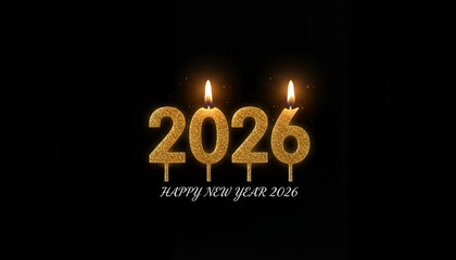 New Year candles representing 2026 celebration on black background  