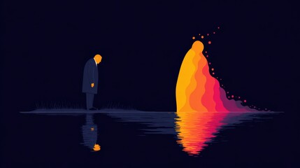 Conceptual modern design about psychological self reflection and awareness.