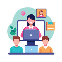 Educational video tutorial flat colorful vector icon on white background