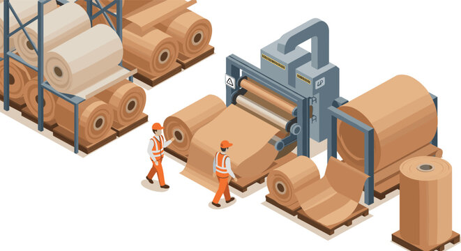 Efficient production in a modern paper mill factory with automated machinery