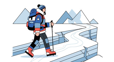 Adventurous Traveler Embarks Journey Through Snowy Mountains Overcoming Challenges