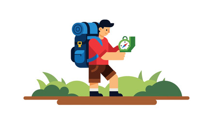 Adventurous Traveler Exploring Nature With Compass Guiding Through Wilderness Trails