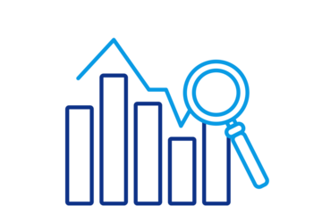 Bar Chart with Magnifying Glass Illustration - Analyzing Financial Data Trends