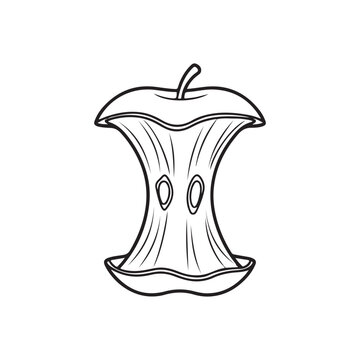 Apple core outline vector flat illustration design