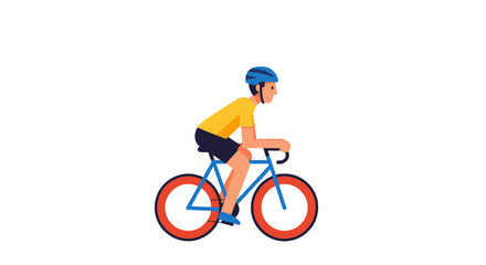 Fototapeta premium Animated Cyclist Sporting Safety Gear During Outdoor Cycling Activity Represented In A Clean Style