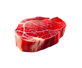 Raw Steak Cut with Marbling and Fat on a transparent background, cut out