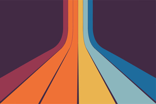 Retro Style Background with Parallel Lines and Warm and Cool Colors for Graphic Design Projects