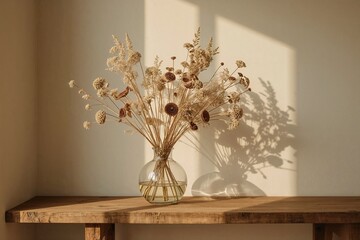 Dried Flowers in Glass Vase