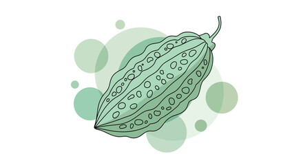 Bitter Melon Illustration Against Pastel Background Ideal For Health, Natural and Dietary Concepts