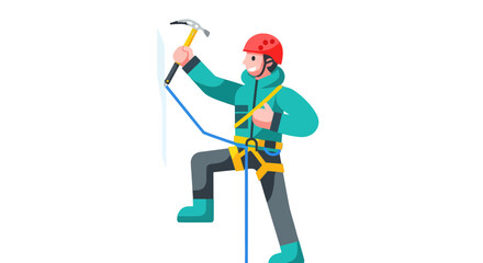 Cartoon Illustration Depicting a Person Engaged in the Activity of Ice Climbing