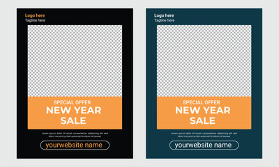 New year discount sale poster flyer design
