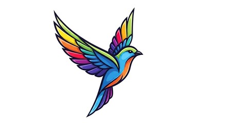Obraz premium Colorful bird flying with open wings, a vibrant and artistic representation of nature