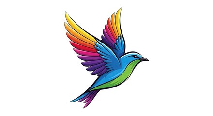 Obraz premium Colorful bird flying with open wings, a vibrant and artistic representation of nature