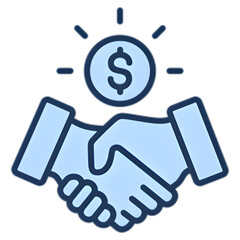 Successful business deal handshake with money icon for investment