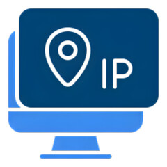 Ip address location on desktop monitor icon representing cyber