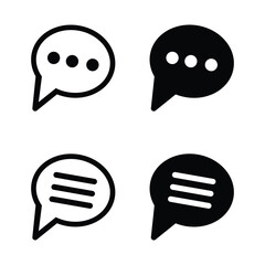 chat and comment icon set. Speech bubble icon symbol.Talk bubble speech icon. Blank empty bubbles vector design elements.