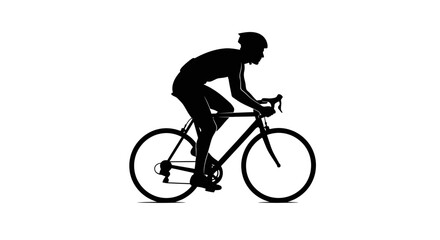 Fototapeta premium Silhouette of a cyclist riding a road bike a dynamic athletic figure