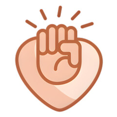 Powerful fist icon within a heart, symbolizing strength and unity.