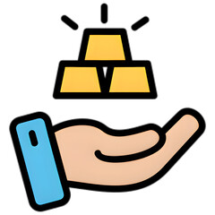 Hand holding three gold bars, representing wealth, finance and value