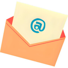 Email communication concept: opened envelope with blue at symbol