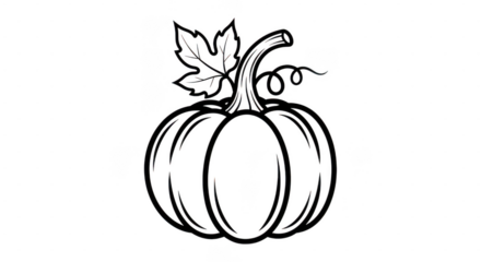 Handdrawn pumpkin with leaf illustration