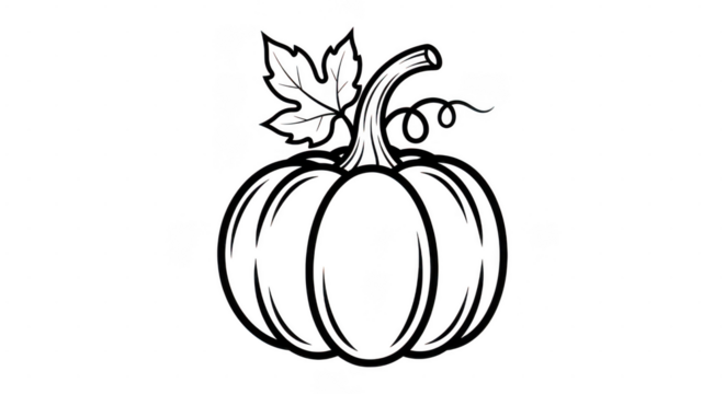 Handdrawn pumpkin with leaf illustration