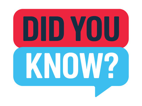 A red speech bubble with the words "DID YOU" stacked above a blue speech bubble with the words "KNOW?" invites curiosity and the sharing of information.