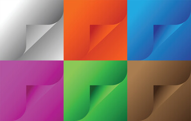 A collection of curled page corners in multiple colors, perfect template for notes, stickers, web banners, or any design project requiring a peel-off effect