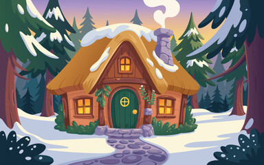 gingerbread house in the snow