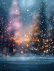 Naklejka premium blurred abstract festive christmas background winter holiday texture snowfall falling snow no logos no brands ar 34