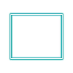 Glowing neon square frame isolated on transparent background