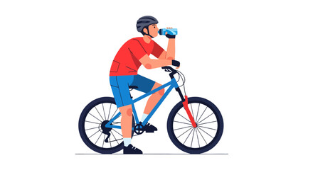 Naklejka premium Cyclist Pauses To Refresh And Rehydrate On A Bicycle Ride Using A Water Bottle
