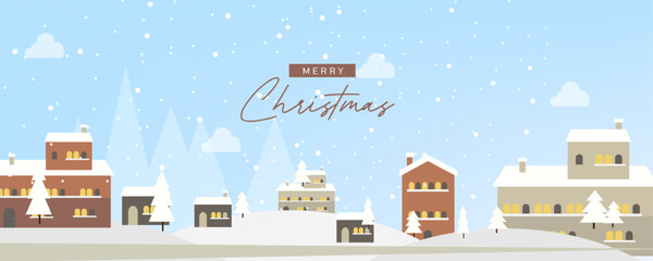 Peaceful Christmas Village – Holiday Season Background Illustration