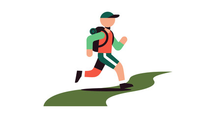 Energetic Hiker Ascends Path Towards Adventure Under The Dark Night Sky