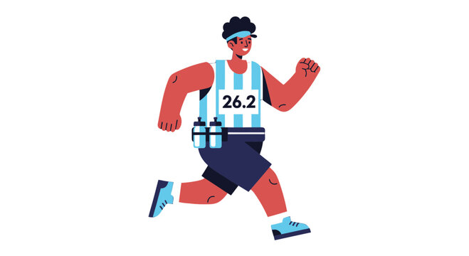 Energetic Runner Achieving The 26.2 Mile Distance Marathon Goal, Active and Strong
