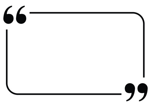 Quote frame icon with quotation marks and text box vector illustration on transparent background.
