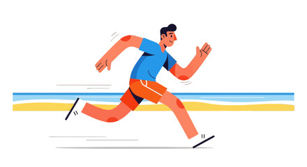 Obraz premium Energetic Runner Sprinting Across The Minimalist Background with Speed Lines