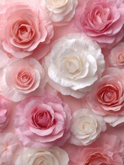 Obraz premium pink and white roses on paper background no logos no brands ar 34