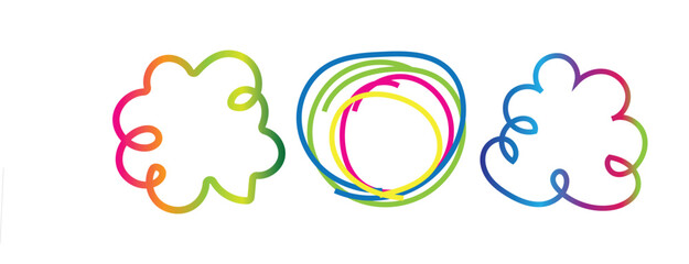 Colorful Abstract Circular Line Art Shapes on White Background