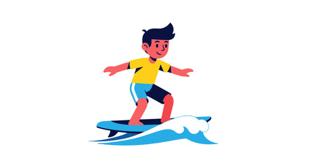 Fototapeta premium Young Surfer Riding The Blue Wave With Bold Colors Over Black Background