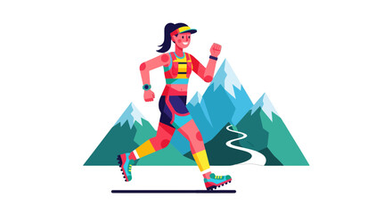 Woman Runs Through Mountains, Representing Adventure, Fitness, And Endurance