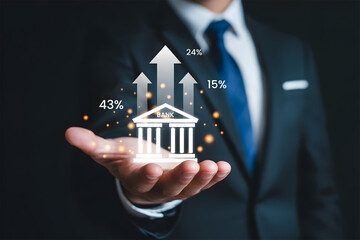 Bank Growth and Financial Performance Concept Showing Profit Increase, Investment, and Business Success