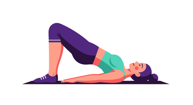 Woman Doing Bridge Pose with Athletic Wear Illustrating Physical Exercise and Health