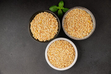 Orecchiette small pasta drum wheat pasta Italian food tasty snack fresh delicious gourmet food table setting rustic top view copy space